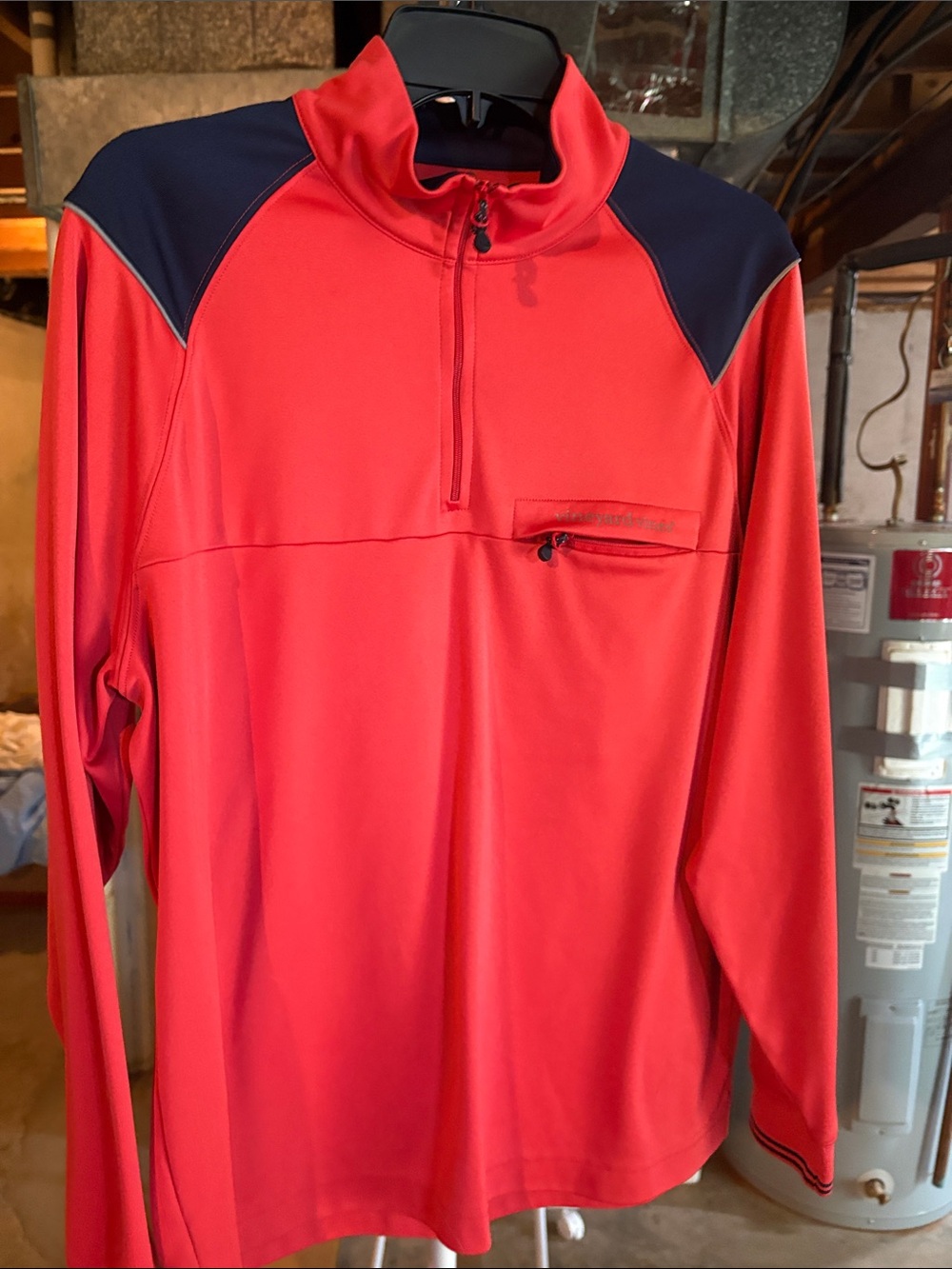 Vineyard Vines Men’s Red and Navy Quarter-Zip Pullover